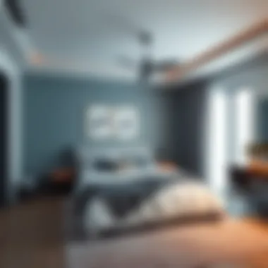 A tranquil bedroom with calming colors that promote relaxation