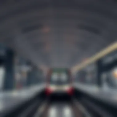 Interior View of Al Jaddaf Metro Station Interior view of Al Jaddaf Metro Station highlighting transit facilities