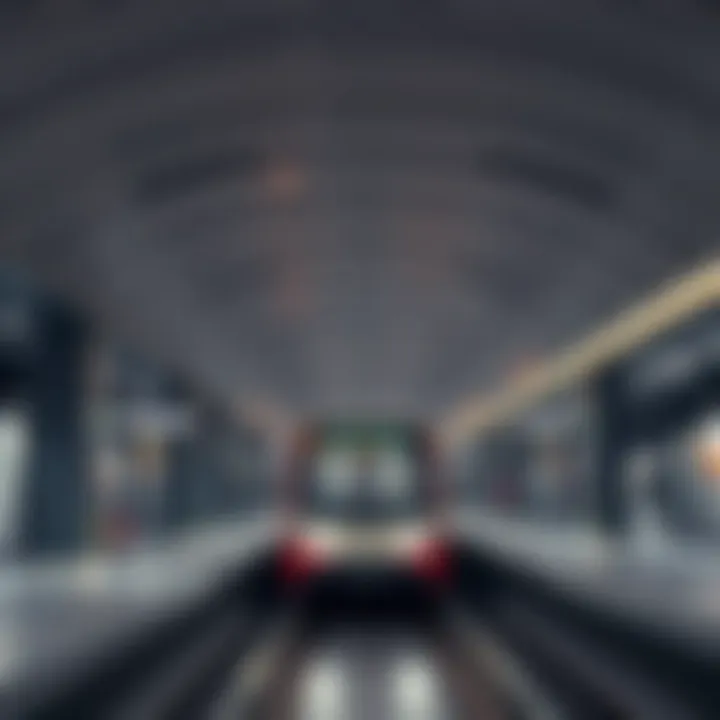 Interior View of Al Jaddaf Metro Station Interior view of Al Jaddaf Metro Station highlighting transit facilities