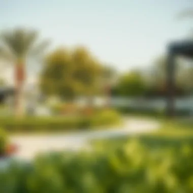 Tranquil parks and greenery in Al Khail Gate enhancing quality of life