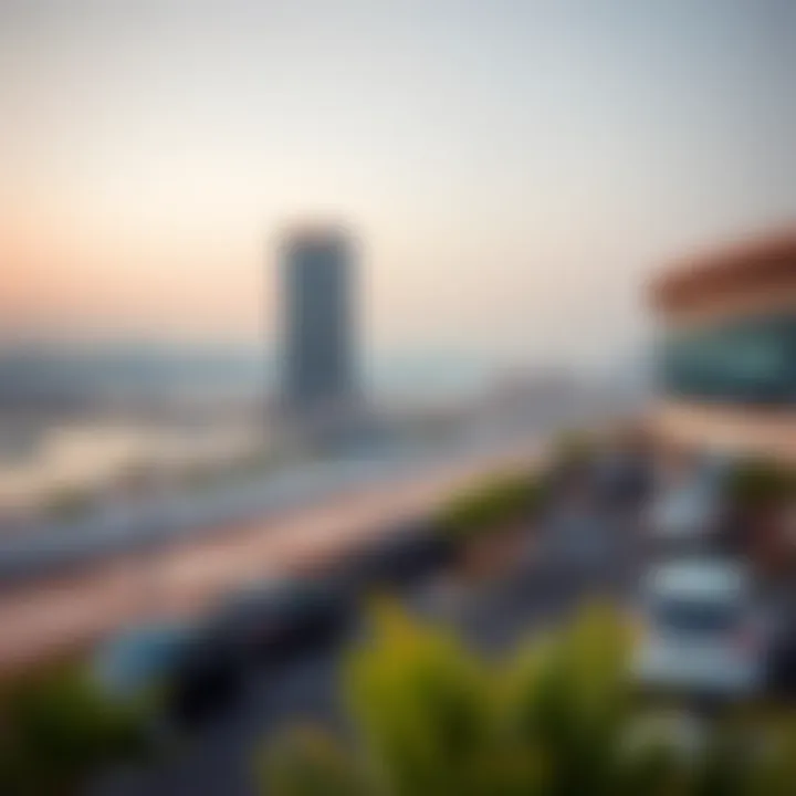 Scenic view of Al Majaz Waterfront with parking area