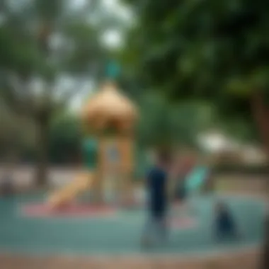 Children playing in the playground area of Al Mushrif Park