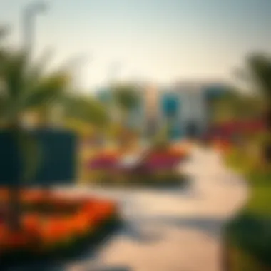 A vibrant community park in Al Nahda Nesto filled with greenery and recreational areas