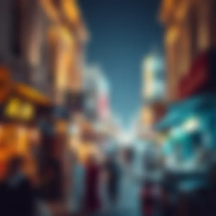 A bustling scene depicting the dynamic atmosphere of Al Seef Market