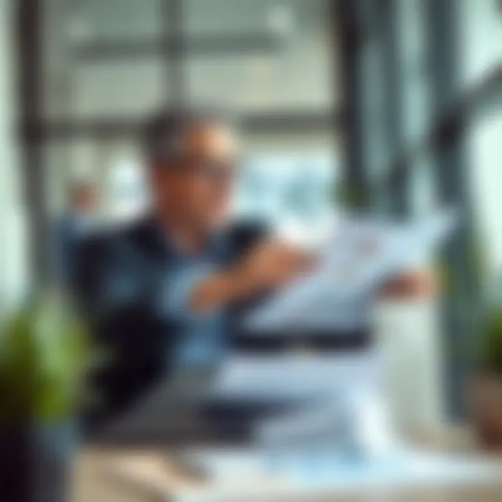 An investor reviewing property options in a modern office setting