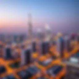 Aerial view showcasing the vibrant skyline of API Barsha Heights