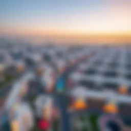 Aerial view of Aswaaq Al Mizhar showcasing residential developments