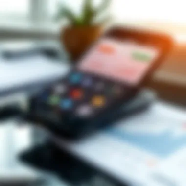 Navigating Financial Solutions in the Digital Age Close-up of financial documents and banking apps on a smartphone