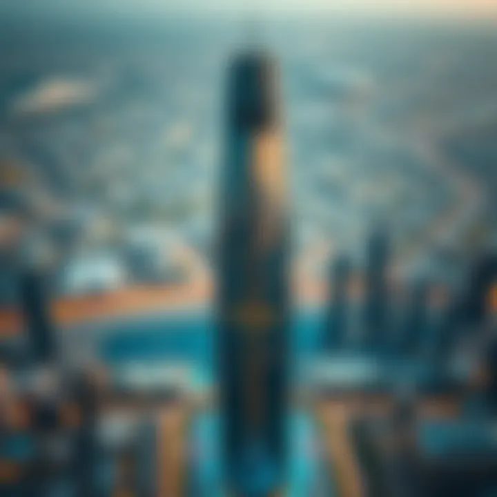 Aerial view of Binghatti Mercedes Tower among Dubai's skyline