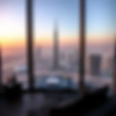 Panoramic View from Burj Khalifa Panoramic view from a Burj Khalifa residence showcasing Dubai's skyline