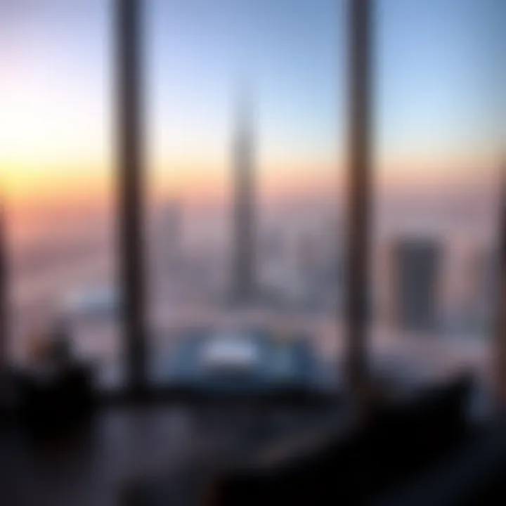 Panoramic View from Burj Khalifa Panoramic view from a Burj Khalifa residence showcasing Dubai's skyline