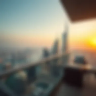 View from a balcony in the Business Bay Escape Tower overlooking the Dubai skyline