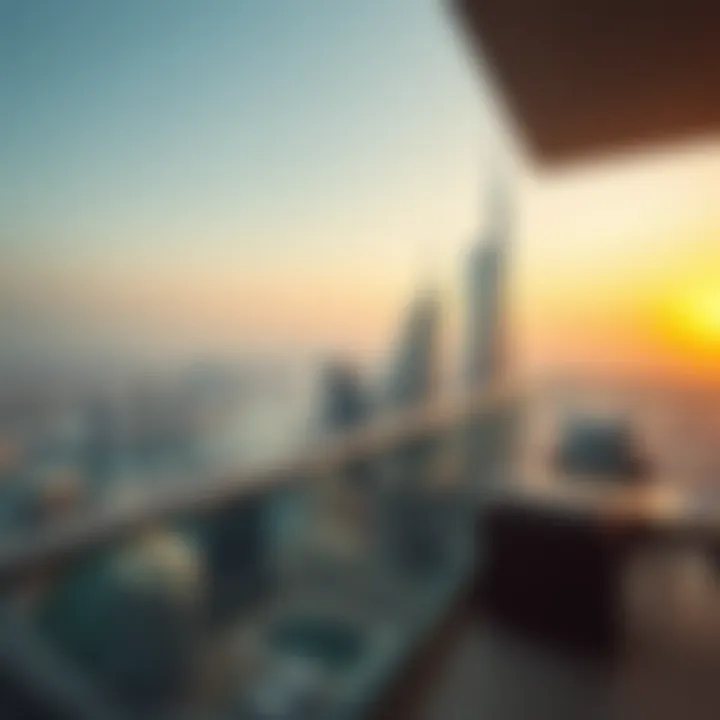 View from a balcony in the Business Bay Escape Tower overlooking the Dubai skyline