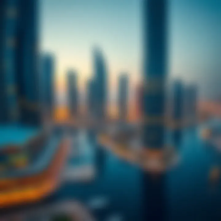 Modern Skyline of Business Bay Vibrant Business Bay district with modern skyscrapers and waterways