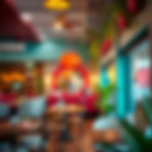 Vibrant Atmosphere at Al Barsha Café Charming café interior with vibrant decor