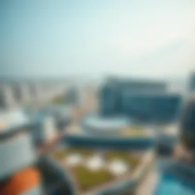 Aerial Perspective of Central Park Plaza Aerial view of Central Park Plaza showcasing its unique architectural design