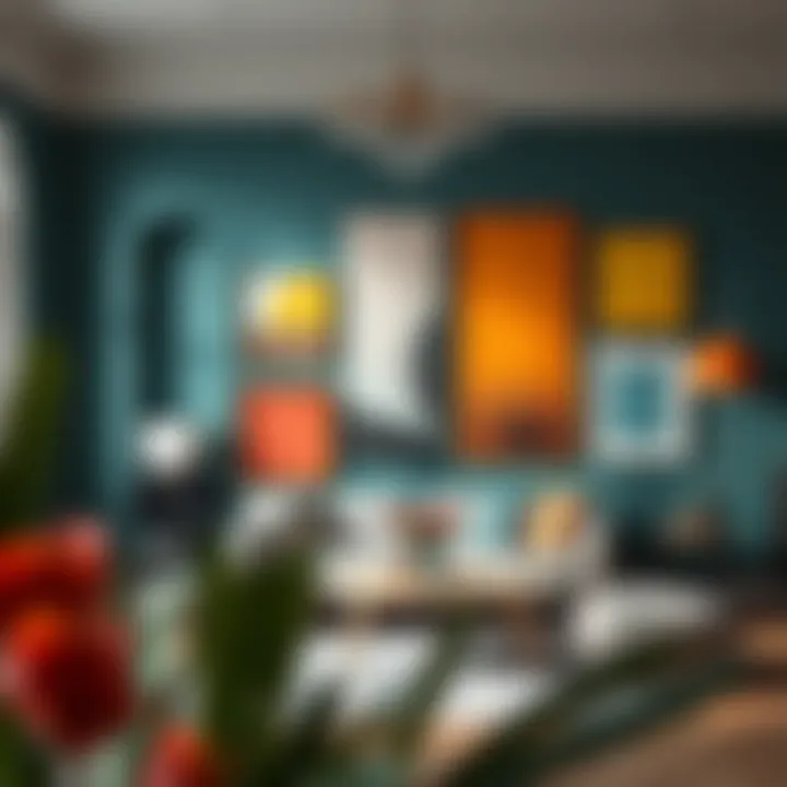 Mood board displaying color psychology in home design