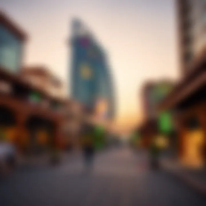 Vibrant Dusk at City Walk Dubai Vibrant atmosphere of City Walk Dubai at dusk