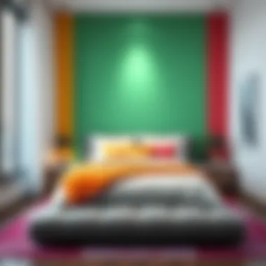 Bold accent wall with contrasting colors