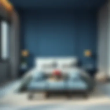 Calm blue bedroom interior design