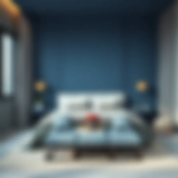 Calm blue bedroom interior design