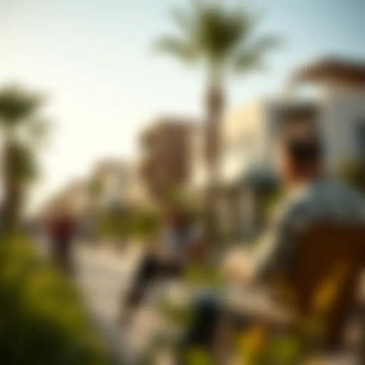 Residents enjoying community amenities in a Dubai neighborhood