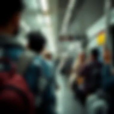 Daily Commuters in Action Commuters using the metro in Dubai