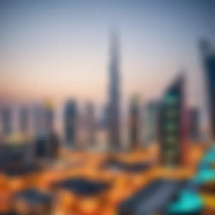 Dubai Skyline - A Glimpse into Urban Living Stunning skyline view of Dubai showcasing modern architecture