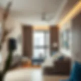 Modern one bedroom flat interior in Dubai