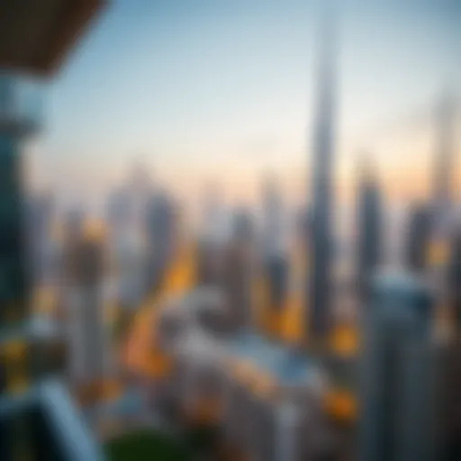 Dubai Skyline Overview A panoramic view of Dubai skyline showcasing modern apartments