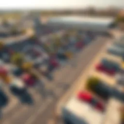 Aerial view of a busy parking lot in Dubai
