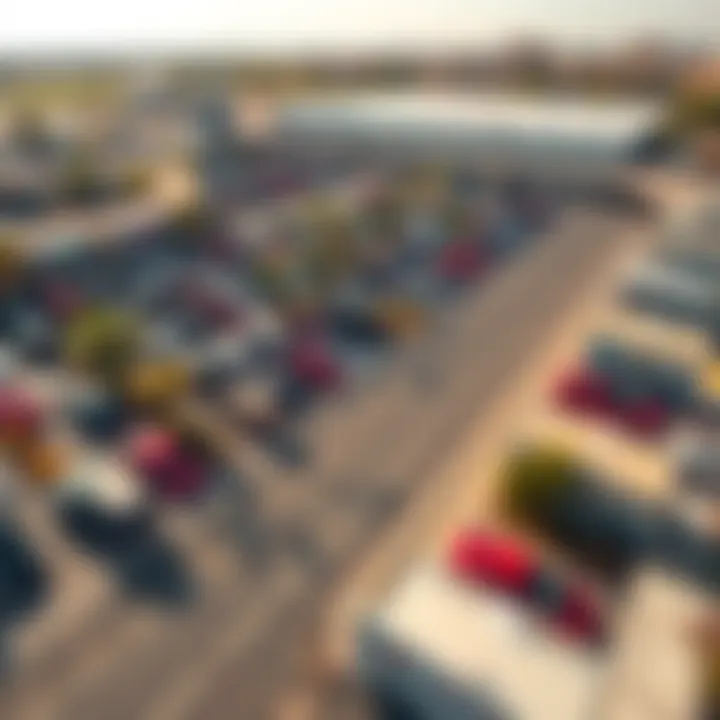 Aerial View of Dubai's Public Parking Aerial view of a busy parking lot in Dubai