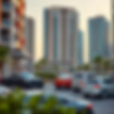 Urban Landscape with Various Parking Options in Dubai An urban landscape showcasing parking options in Dubai