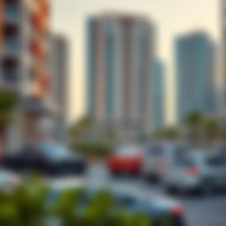 Urban Landscape with Various Parking Options in Dubai An urban landscape showcasing parking options in Dubai