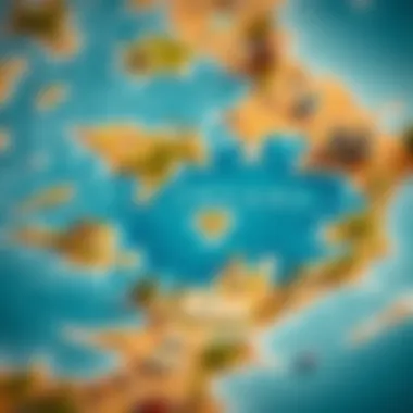 A detailed map highlighting various islands available for purchase in Dubai