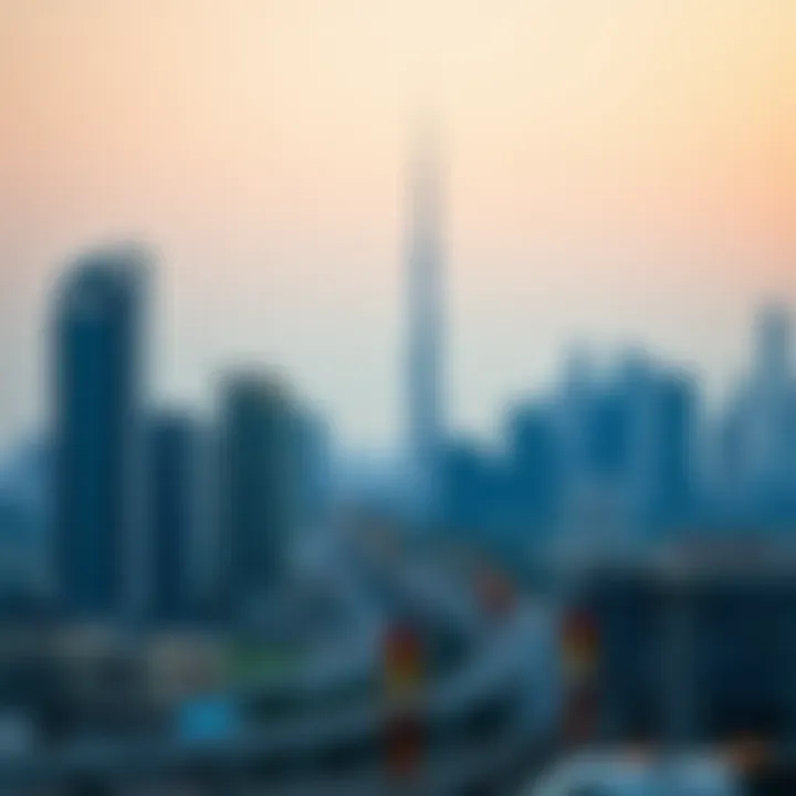 Dubai's Skyline During Public Holidays A skyline view of Dubai during a public holiday