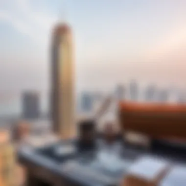 Panoramic View of Dana Tower Panoramic view of Dana Tower with surrounding urban infrastructure.