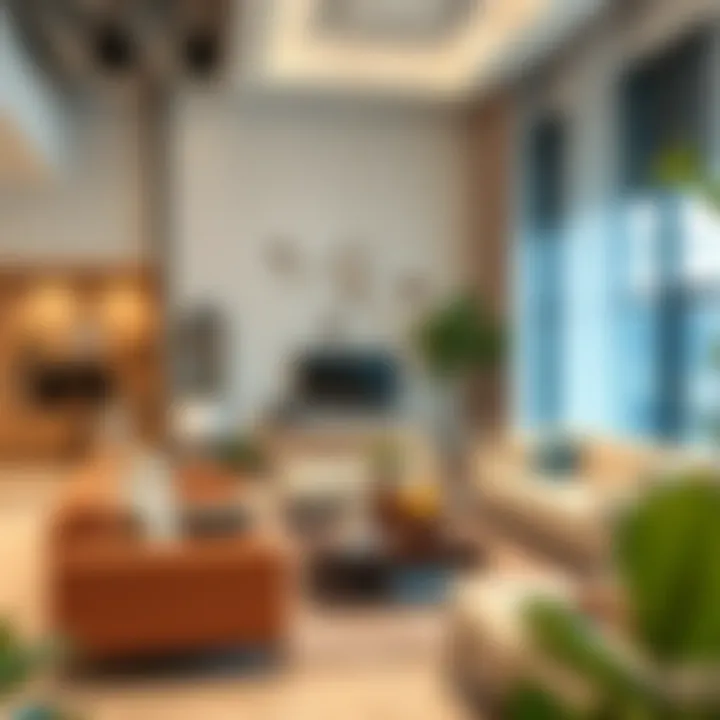 Contemporary Living Room Designs Stylish living room furniture display in Dragon Mart