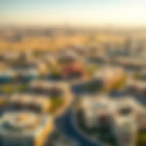 Aerial view of Falcon City showcasing its unique architecture