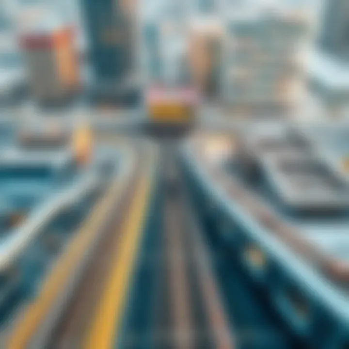 Aerial view of a Dubai Metro station