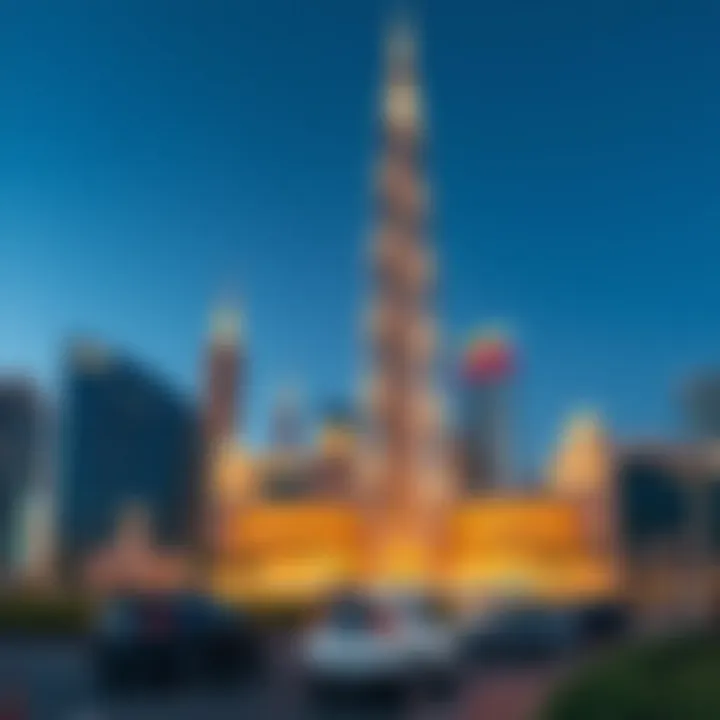 Architectural Grandeur of Dubai World Trade Centre A panoramic view of the Dubai World Trade Centre showcasing its architectural grandeur