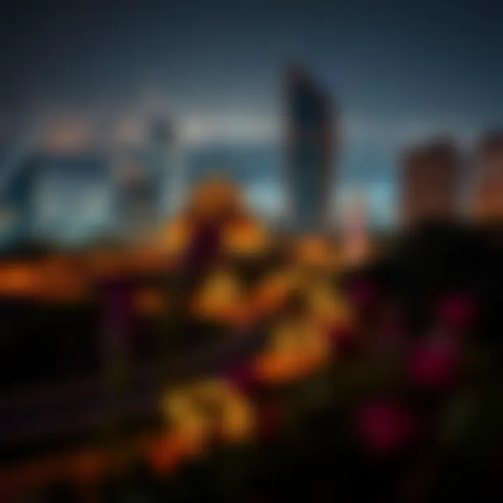 Night view of Emaar Greens with vibrant city lights