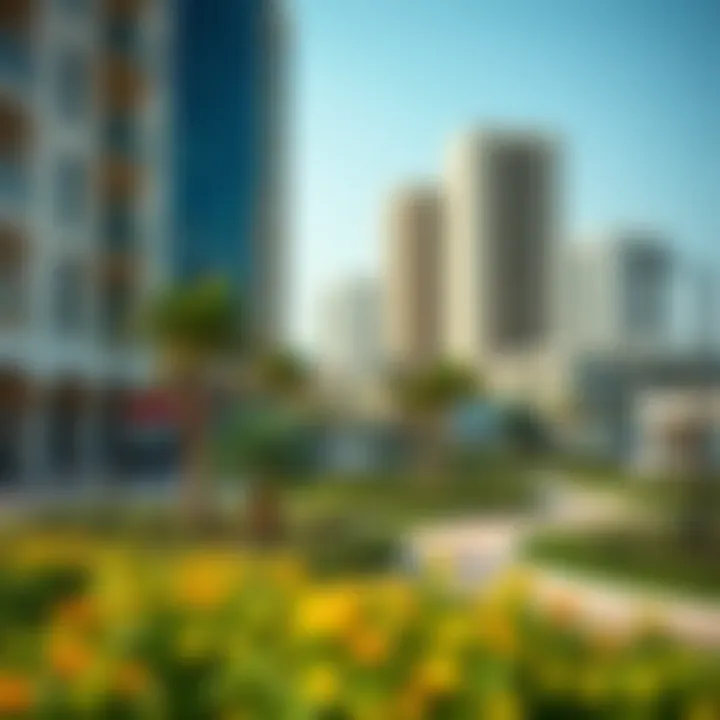 A vibrant community scene in JBR featuring lush parks and recreational areas