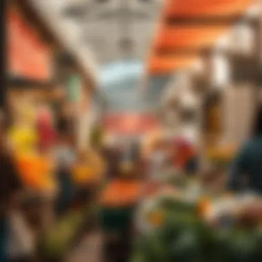 Vibrant Market Scene in Dunes Village A bustling market scene in Dunes Village illustrating local amenities and community life.