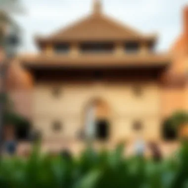 Cultural Insights Cultural landmark in Dubai with visitors enjoying the architecture