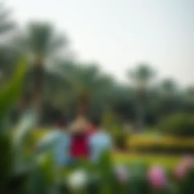 Oasis of Calm Tranquil park in Dubai featuring lush greenery and families relaxing