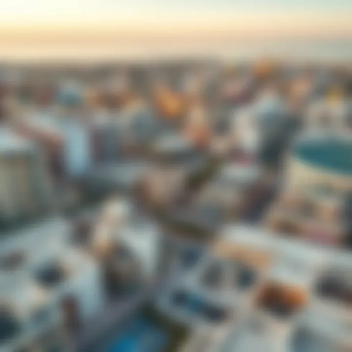 Aerial perspective highlighting the strategic location of عجمان كورنيش ريزيدنس