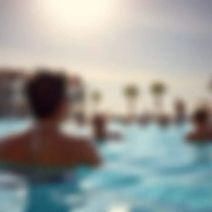 Leisure Activities at Al Mamzar Swimming Pool Guests enjoying leisure activities at Al Mamzar Swimming Pool under the sun