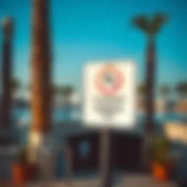 Safety Signage at Al Mamzar Swimming Pool Safety signage clearly displayed near the entrance of the Al Mamzar Swimming Pool