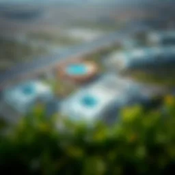Aerial view of Al Maya DSO showcasing modern architecture and landscaped surroundings